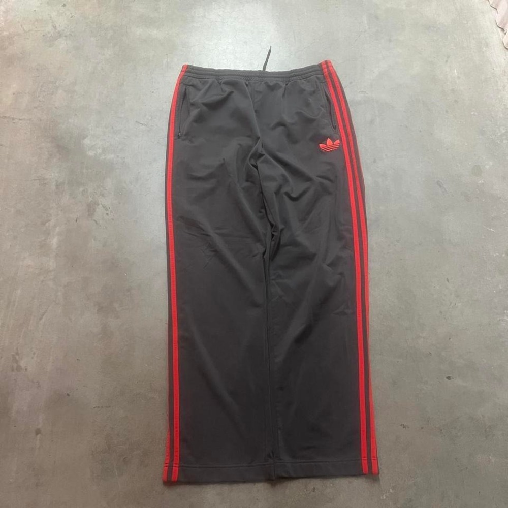 Adidas Black Sweatpants with Red Stripe Trim